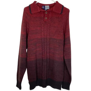 Vintage 90s Grandpa Sweater Mens Size Medium Ombre Red Merrill & Forbes Henley
